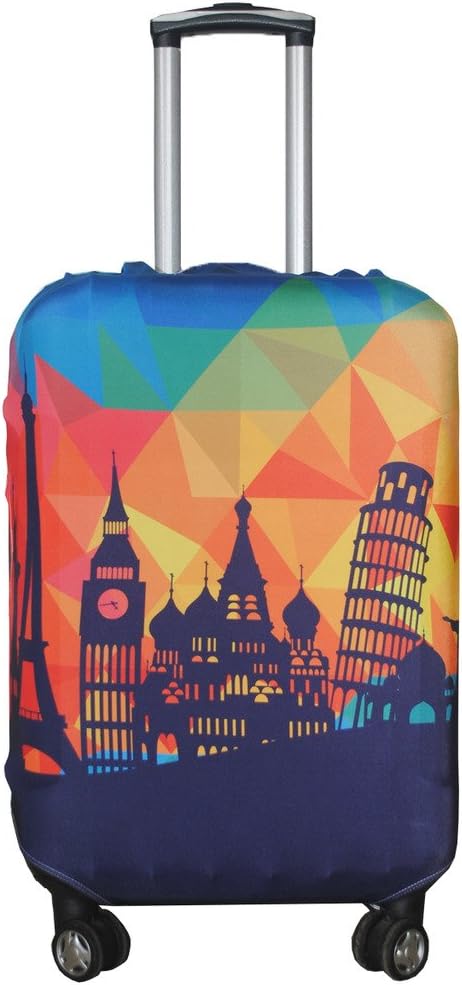 Explore Land Travel Luggage Cover Suitcase Protector Fits 23-26 Inch Case (Modern City, M)