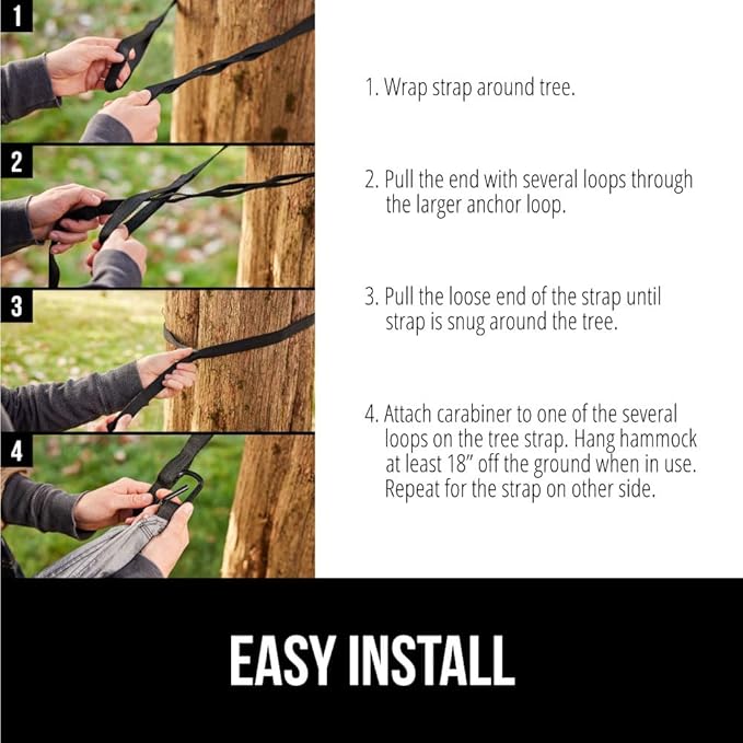 GORILLA GRIP Durable Portable Camping Hammock, Holds 400lbs with Heavy Duty Tree Straps, Comfortable Travel Swing, Camp Hammocks, Easy to Use and Install, Outdoor Essentials, Red, 10x6.5 FT