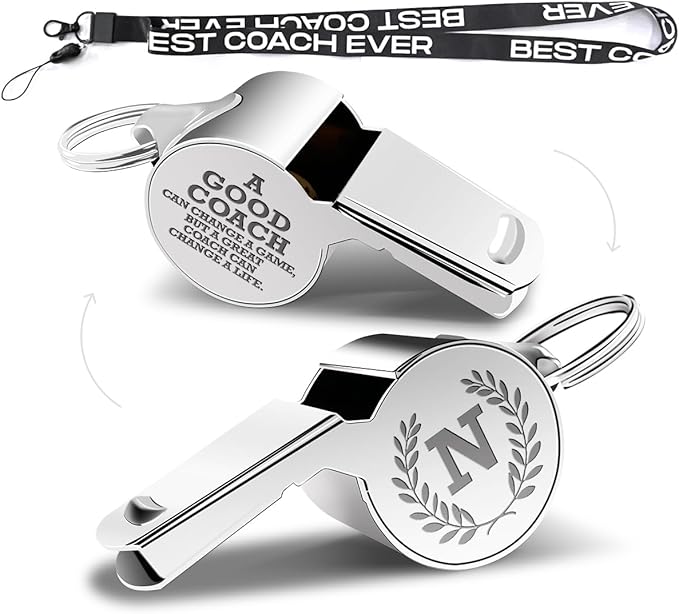 Letters Coach Gifts, Whistle for Coaches, Whistle Emergency, Thank You Coach Gifts, Coaches Whistle with Lanyard Cheer Coach Gift for Men Women Teachers Referees School Sports Coach Outdoor, Letter N