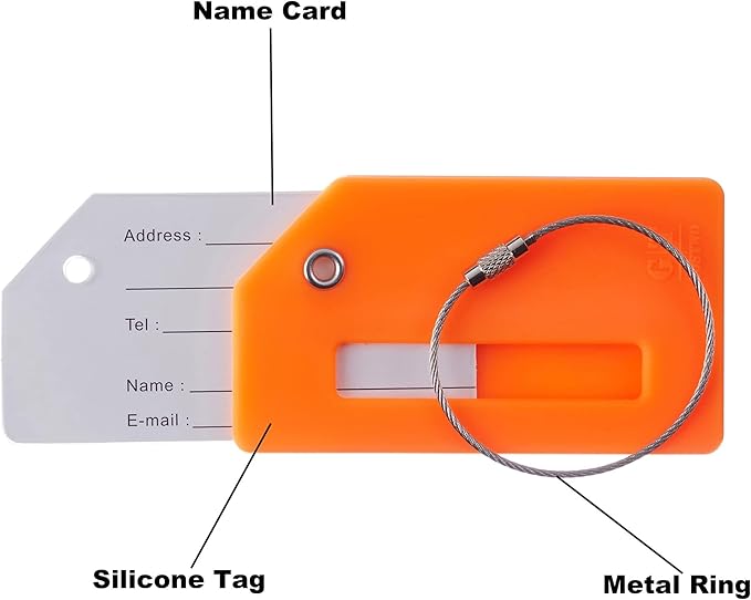 8 Pcs Luggage Tags for Suitcases, 26 Initial Letter Travel Luggage Baggage Identification Labels ID Tags Fully Bendable Tags with Stainless Steel Loop (Letter B, Colorful)