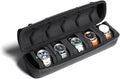 Hard Watch Travel Case, 5 slot Watch Roll Case Storage and Organizer for Men and Women, with anti-move watch pillow