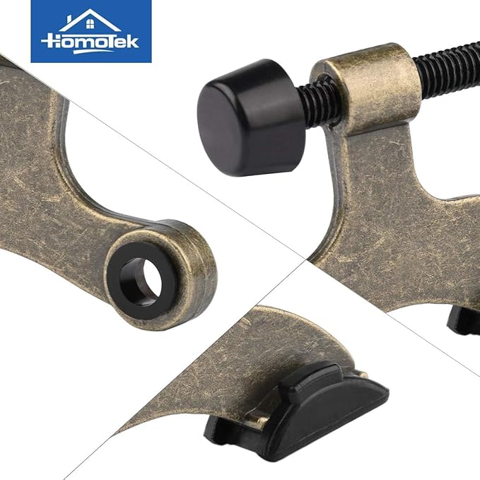 HOMOTEK 24 Pack Hinge Pin Antique Brass Door Stopper, Adjustable Deluxe Heavy Duty Door Stopper 2-1/2"x1-3/4”, with Black Rubber Bumper Tips