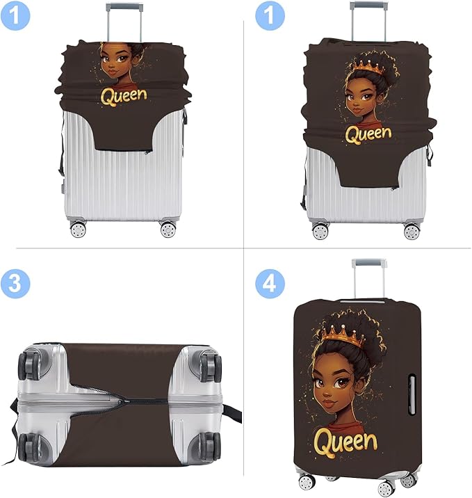 Luggage Cover Washable Suitcase Protector Anti-scratch Suitcase cover Fits 20-34 Inch Luggage (Girl-5, L(28-30inch suitcase))