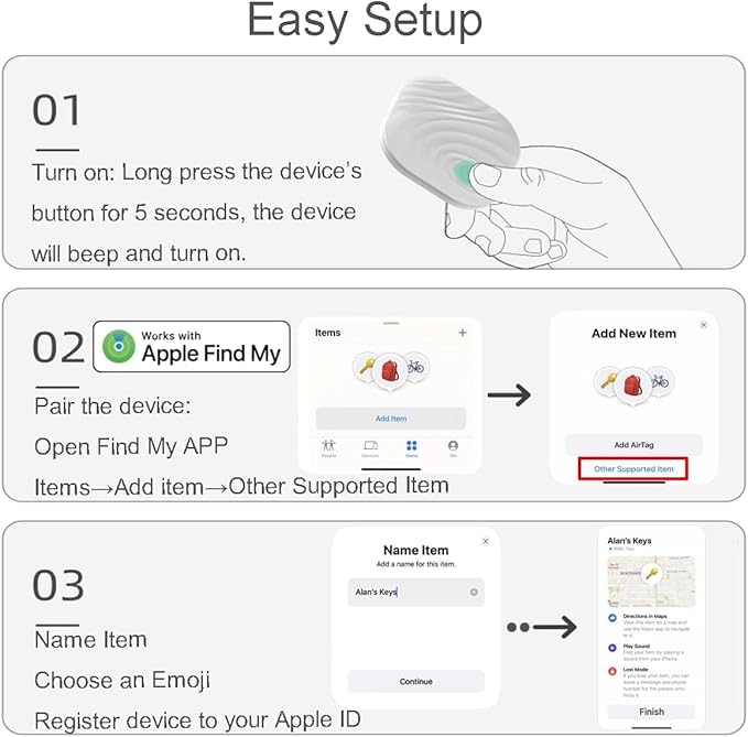 Tags Smart Key Finder - Only iOS(Not for Android) - Bluetooth Smart Key Tracker Tag - Work for Apple Find My - Keep Track of The Items That Matter Most (Cafe)