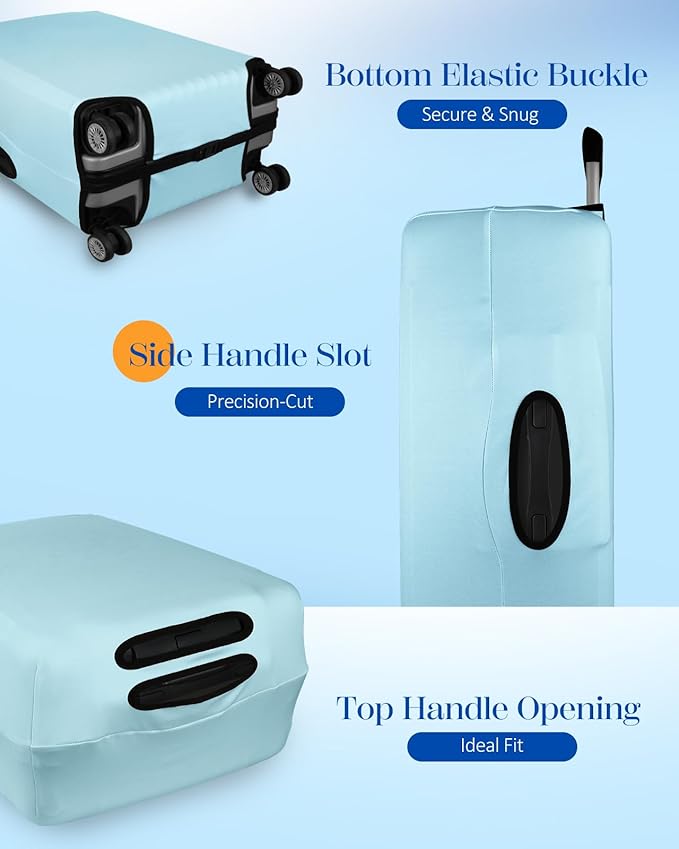 Slohif Luggage Cover for Suitcase Tsa Approved Protector - Luggage Sleeve Suit Case Cover Travel Stretch Large Baggage Case Protective Washable Fit 29-30 Inch Light Blue