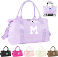 Daughter Niece Gifts for Teen Girl Kids, Initial Travel Duffel Bag Sports Gym Bag Personalized Gifts Weekender Bag，Monogram Overnight Bag Cute Dance Bag Birthday Bridesmaid Gifts for Women(Purple, M)