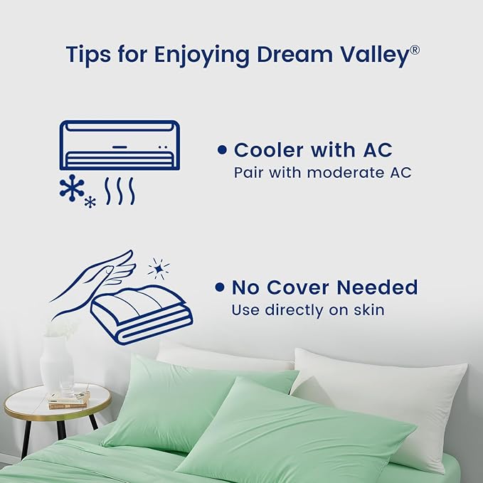 Dream Valley® Outlast® Deepsleep Cooling Comforter, King Size, NASA-Grade Space Technology Cooling Blanket for Hot Sleepers Night Sweats, Q-Max > 0.45 Aerocool™ Breathable, Mint Macaron, 106"x90"