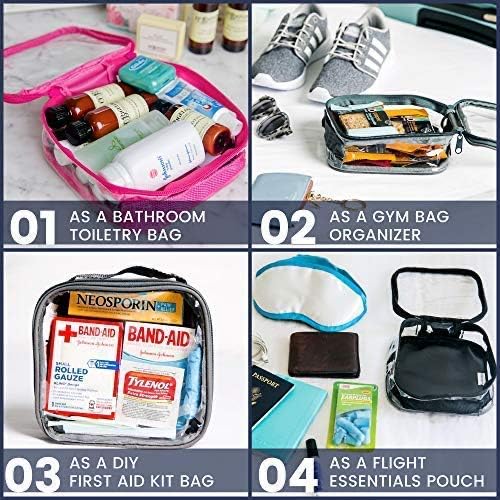 EzPacking Clear TSA Approved 3-1-1 Travel Toiletry Bag for Carry On/Quart Size Transparent Liquids Pouch for Airport Security/See Through Vinyl & PVC Plastic Organizer for Men and Women (Royal Blue)