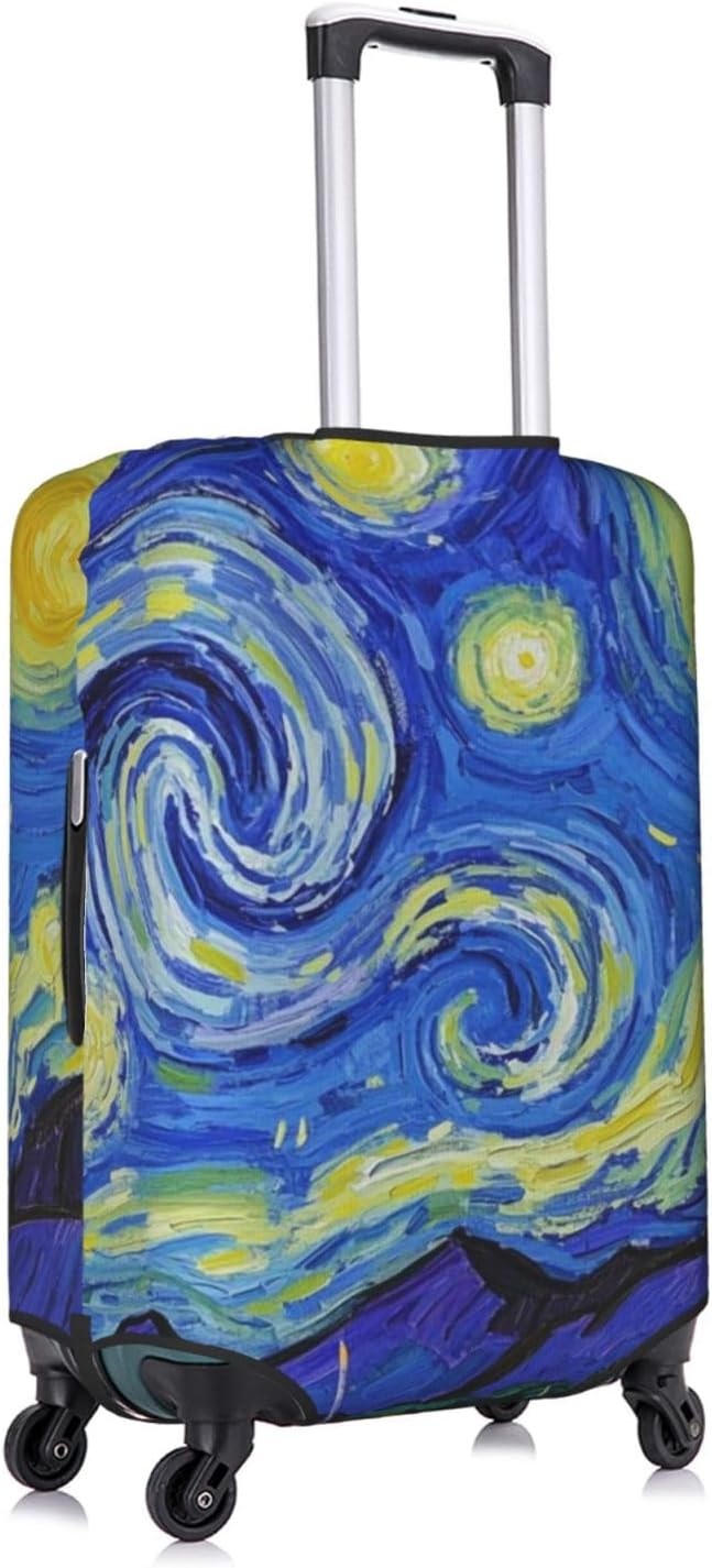 Vincent Van Gogh Starry Sky Night Luggage Cover Washable Suitcase Protector, Luggage Tag Travel Birthday Gifts For Men Women (M 22-25 Inch Luggage)