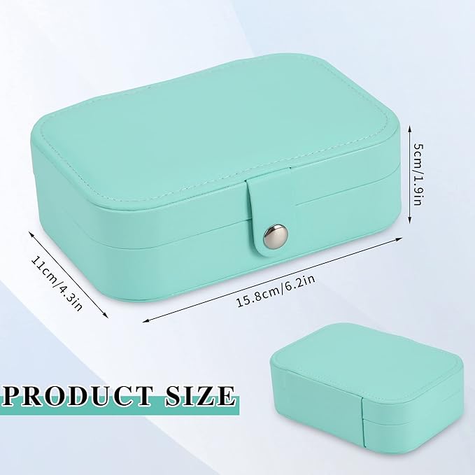 Travel Jewelry Box, PU leather Small Jewelry Organizer For Female Girls, double layer portable mini travel case for storing earrings, rings, necklaces.(Green)