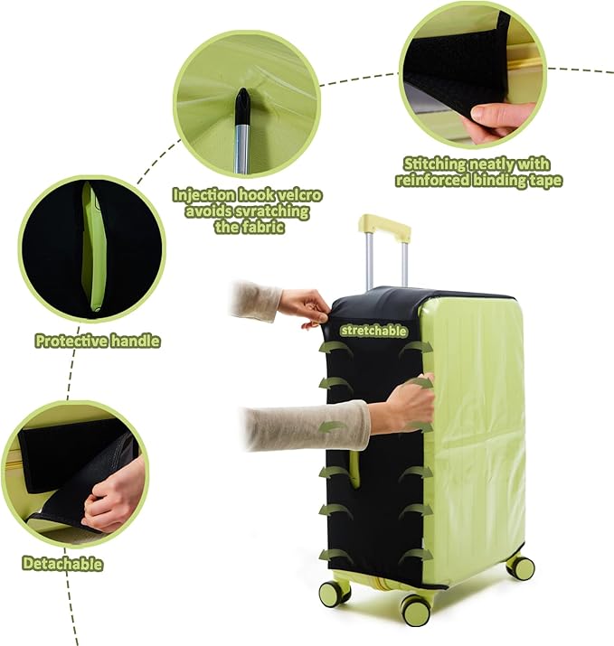 Clear Luggage Cover Protectors For Suitcases,Elastic Transparent waterproof PVC Suitcase Covers Protector Fit 20-30 Inch wheeled Luggage (24")