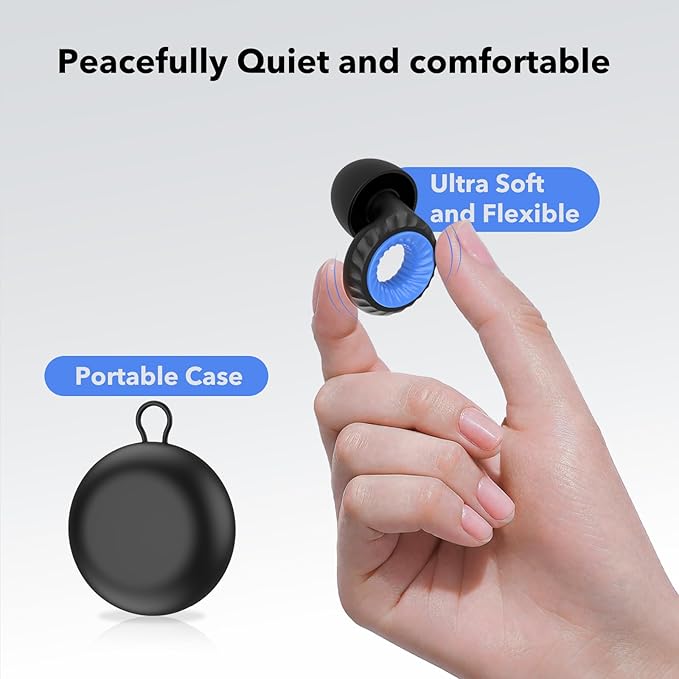 Ear Plugs for Sleeping Noise Cancelling -30dB, 2-Pack Reusable Soft Noise Reduction Ear Plugs for Sleep, Travel,Deep Focus, Hearing Protection,Concert with Carrying Case(Green*2)