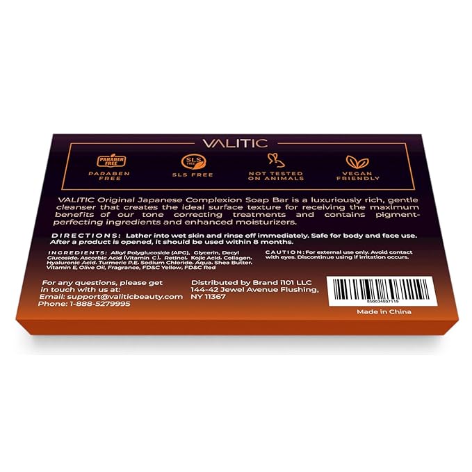 Valitic Kojic Acid Dark Spot Remover Soap Bar with Vitamin C, Retinol, Collagen, Turmeric - Original Japanese Complex - Hyaluronic Acid, Vitamin E, Shea Butter, Castile Oil ( 4 Pack ) With Soap Holder