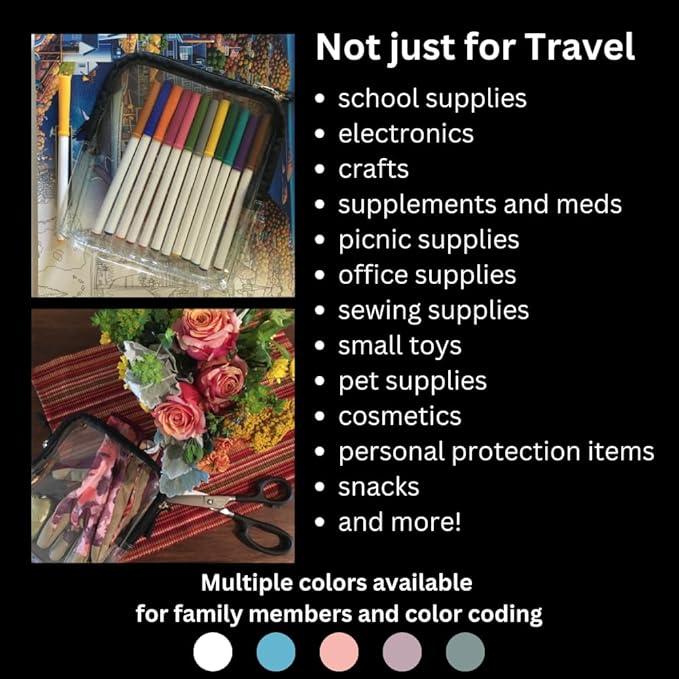 BORSALI TSA Quart Size Bag Approved for Carry On Travel - One (1) Quart Clear Toiletries, Cosmetic and 3-1-1 Liquids Toiletry Bag - 2 Pack