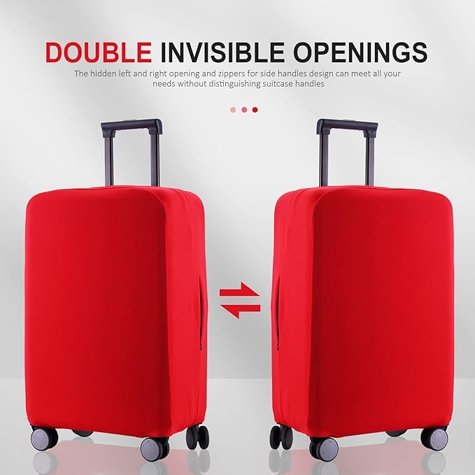 Travel Luggage Cover Suitcase Protector Scratch-Resistant Fit 19-31 Inch Suitcase, Not Included Suitcase (Red, SX(22-23 inch))