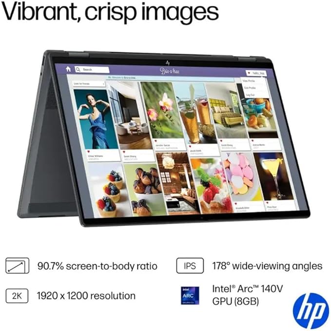 HP OmniBook X Flip 16 2-in-1 Laptop: 16" FHD+ Touchscreen, Intel Core Ultra 7 (NPU 47 Tops), 16GB RAM, 512GB SSD, Intel Arc 140V GPU, Copilot+ PC, Eclipse Gray, W/Pen Accessories, Windows 11