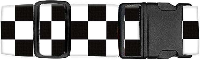 Luggage Straps for Suitcases Travel Belt Accessories, Cute Suitcase Strap, Adjustable Luggage Belt Strap, Heavy Duty with Quick-Release Buckle Luggage Strap Classic White Black Checkerboard