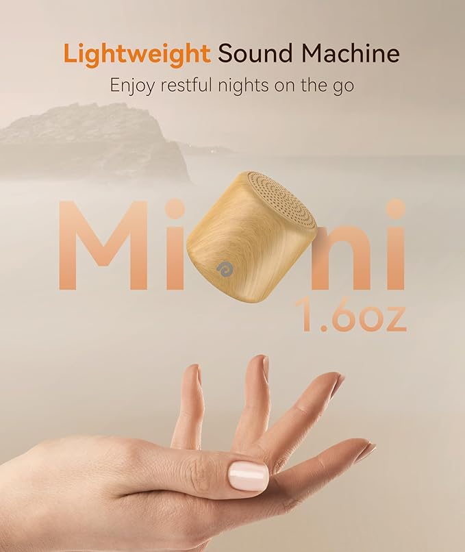 Dreamegg Sound Machine for Baby&Adults - Travel Sound Machine for Sleep, Features Powerful Battery, Egg-Sized, 16 Soothing Sounds, Timer, Sound Machine for Baby Adults Office Privacy Home Gift, Wood