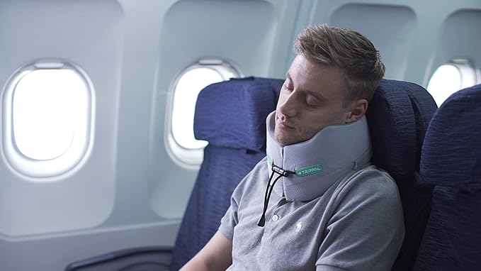 Travel Neck Pillow for Airplane, Neck Chin Support, Memory Foam, Machine Washable,Neck Pillow for Airplane Sleeping Car Office Grey M