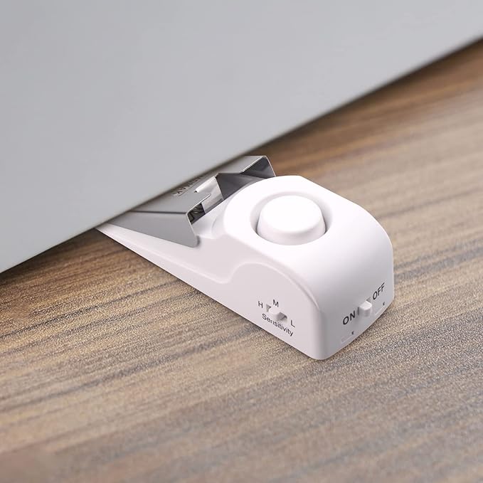 EMDMAK Door Stop Alarm with 120DB Siren Door Stop for Home & Travel (White) (Pack of 3)