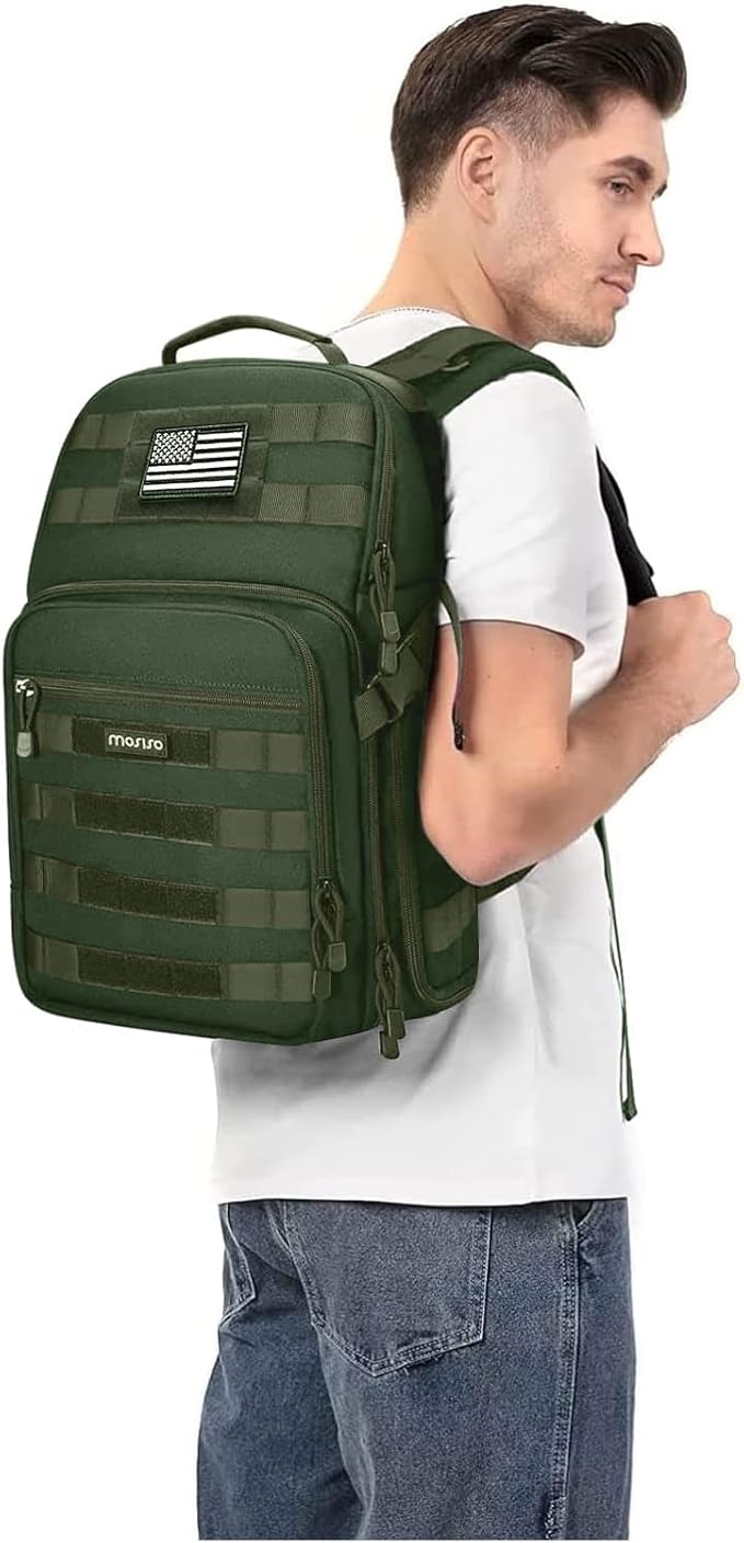 MOSISO Camera Backpack, DSLR/SLR/Mirrorless Tactical Camera Bag Case with Laptop Compartment Compatible with Canon/Nikon/Sony, Army Green