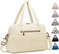 Travel Duffle Bag,Puffer Carry On Duffel Bag with Laptop Compartment Waterproof Overnight Weekender Bags for Women Large Hospital Tote Bags for Labor and Delivery(Medium,Beige）