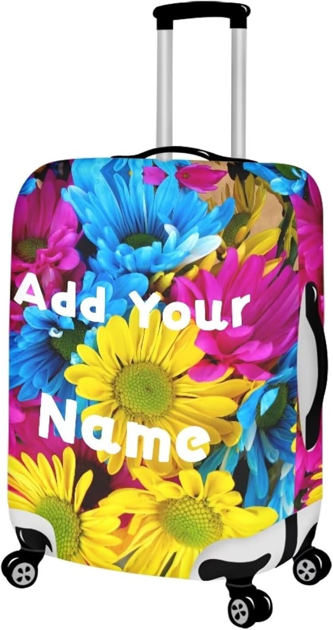 Customized Luggage Cover for Suitcase Personalized Name Suitcase Cover Fit 18-21 Inch Flower Luggage Covers Zip Closure Suitcase Cover Protector for Travel Business Anti-Scratch Baggage Cover