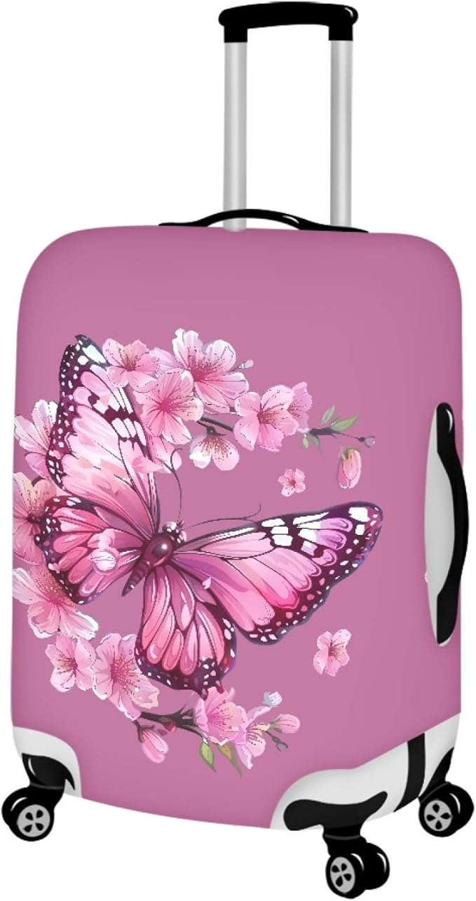 Purple Butterfly Luggage Cover Anti-scratch Baggage Suitcase Protector Fits 26-29 Inch Luggage