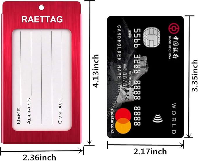 Luggage Tags Metal Suitcase Tags Travel Bag ID Identifier Luggage Tag (Red 4Pack)