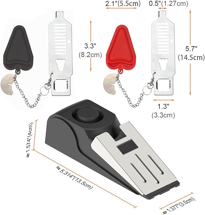 3 Packs Portable Door Stop Alarm & Door Lock, Upgraded Home Security Door Locker Devices Pocket Door Stopper Self Defensey Tools for Travel Home Apartment