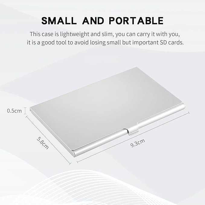 Aluminum SD Card Case, 9Slots Ultrathin SD Card Holder, Memory Card Storage Holder, Fit for 1 SD Card, 8 Micro SD Card, Silver