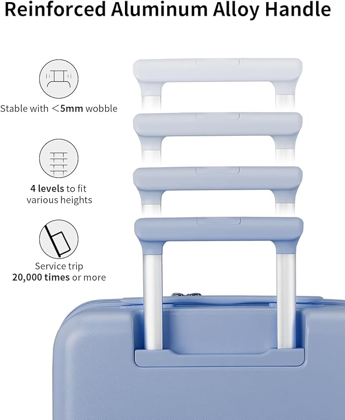 aji Expandable Top Open 24 Inch Checked Luggage with Spinner Wheels, Large Suitcase with TSA Lock, Hardside Travel Luggage Suitcases for Men Women, for 14+Days Travel, Blueberry Blue