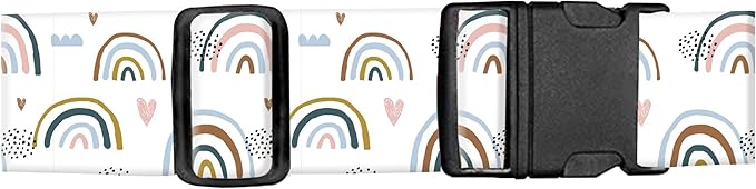 Luggage Straps for Suitcases, Adjustable Travel Belt, Durable Wide Luggage Strap, Cute Suitcase Strap Identifiers with Buckle, Bag Straps for Luggage, Cute Rainbow Design
