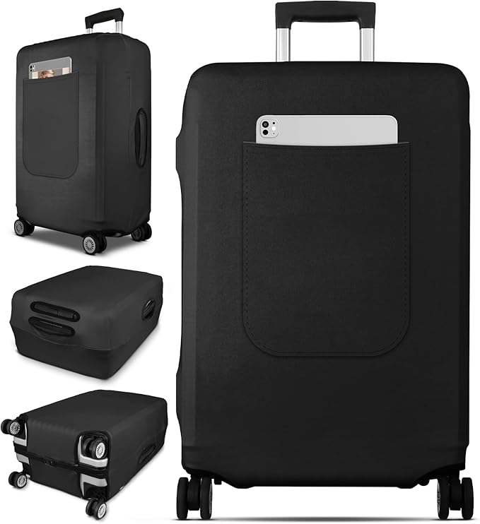 Slohif Luggage Cover for Suitcase Tsa Approved Protector - Luggage Sleeve Suit Case Cover Travel Stretch Large Baggage Case Protective Washable Fit 22-24 Inch Black