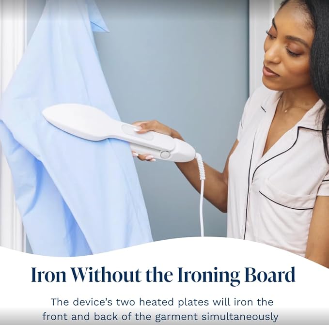 Nori Press Travel Steam Iron - Handheld Iron With Optional Steam Feature - No Ironing Board Required - Easy to Use w/ 6 Fabric Settings - Removes Wrinkles - User Manual Included - Green