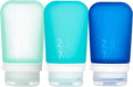 humangear GoToob+ 3-Pack (Medium) | Refillable Silicone Travel Bottle | Locking Lid | Food-Safe Material | Mint/Aqua/Teal, Medium (2.5 fl.oz.; 74ml)