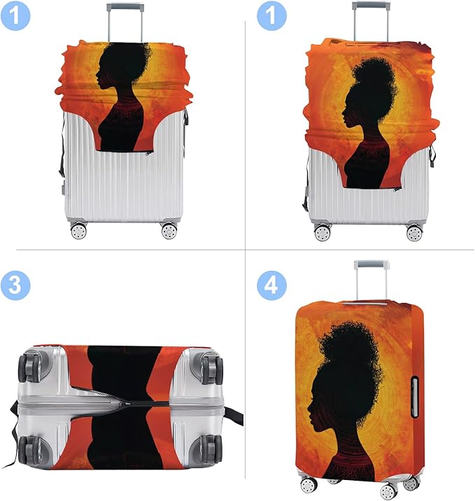 Luggage Cover Washable Suitcase Protector Anti-scratch Suitcase cover Fits 20-34 Inch Luggage (Girl-3, XL(32-34inch suitcase))