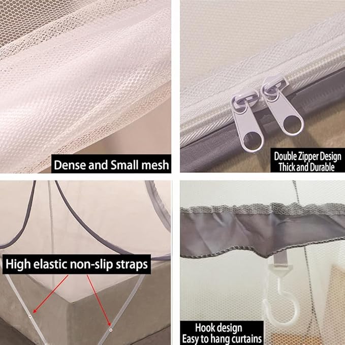 Pop-Up Mosquito Net Tent for Beds Portable Folding Canopy with Net Bottom, Fits Twin to King Size 79x71x59inch, Easy Install Wash for Baby Adults, Indoor Outdoor Use (Blue-King Bed)