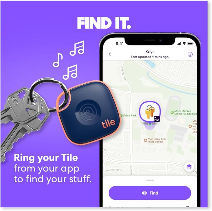 Tile by Life360 Mate - Bluetooth Tracker, Keys Finder and Item Locator for Keys, Bags and More. Phone Finder. Both iOS and Android Compatible. 1-Pack (Pink Punch)