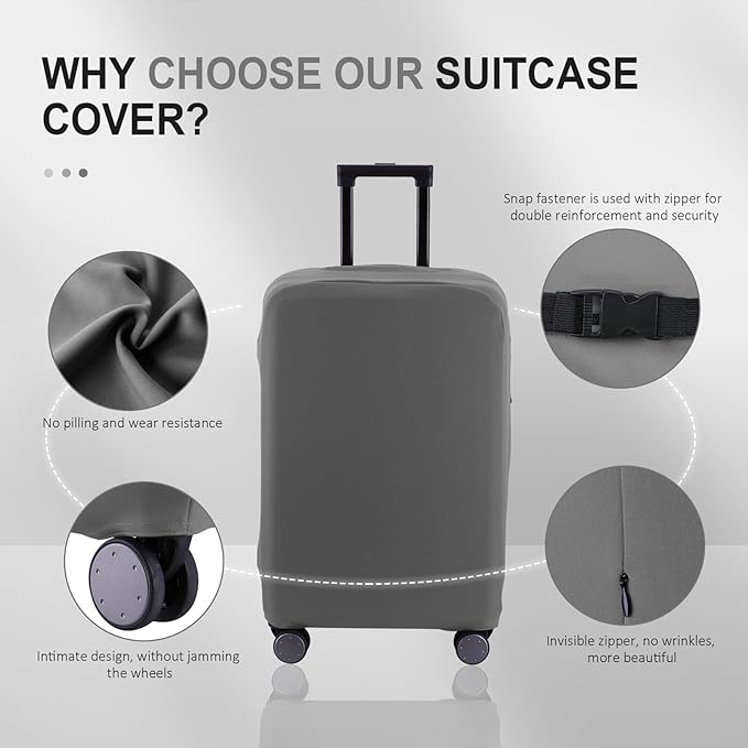 Travel Luggage Cover Suitcase Protector Scratch-Resistant Fit 19-31 Inch Suitcase, Not Included Suitcase (Slate Gray, M(24-25 inch))