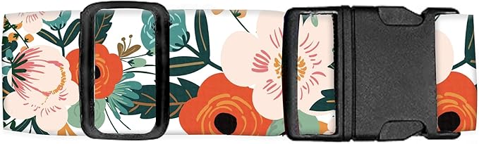 Luggage Straps for Suitcases Travel Belt Accessories, Cute Suitcase Strap, Adjustable Luggage Belt Strap, Heavy Duty with Quick-Release Buckle Luggage Strap Cute Orange Flowers