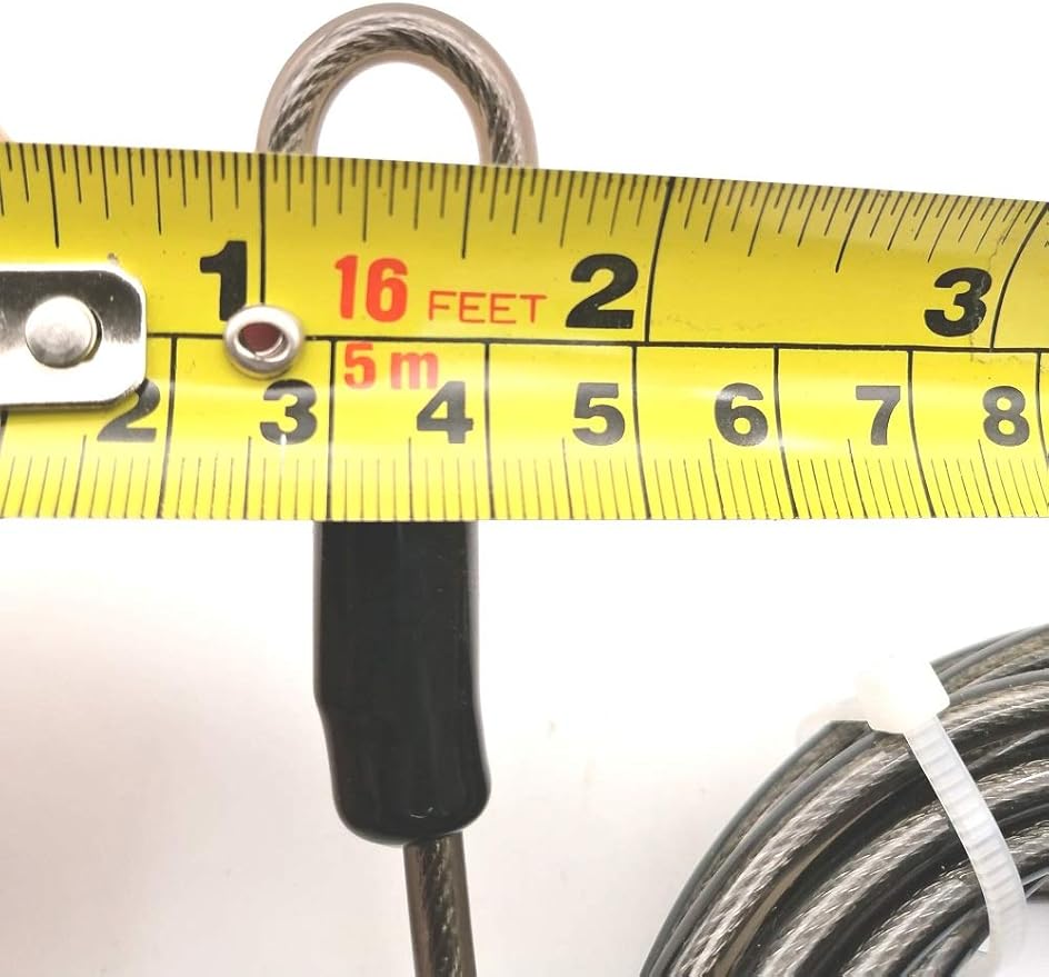 4mm Thick（5/32"） 7FT,15FT,30FT Braided Steel Coated Security Thin Cable Anti-Lost Steel Cable Luggage Lock Safety Cable Wire Double Loop (15FT)