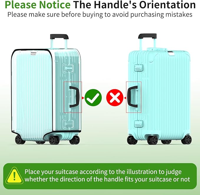 Suitcase Covers For Luggage, 20 Inch Clear PVC Luggage Covers Protector Full Thicken Transparent Waterproof Suitcase Sleeve With Large Velcro for 20" Wheeled Suitcases