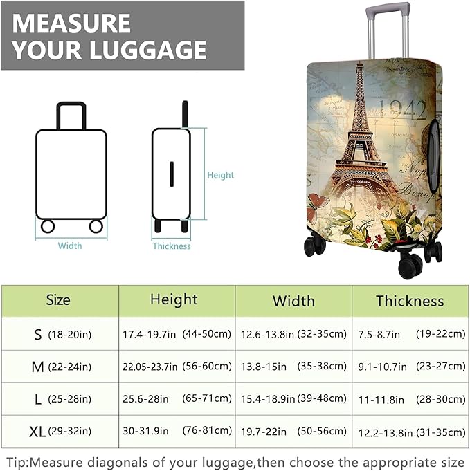 Travel Luggage Cover Suitcase Protector Fits 18-32 Inch Wheel Covers PatternedTravel Related Items Flower Luggage Protector Elastic XL