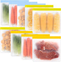 SPLF 9 Pack Reusable Gallon Freezer Bags Dishwasher Safe, BPA Free 1 gallon Leakproof Silicone and Plastic Free Food Storage Bags for Meal Prep, Fruits, Sandwich, Snack, Travel Items - Muticolor