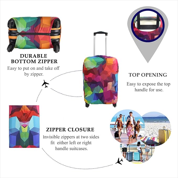 Explore Land Travel Luggage Cover Suitcase Protector Fits 27-30 Inch Case (Geometry, L)