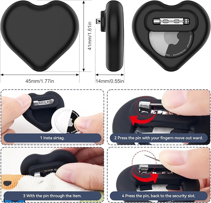 DDJ for AirTag Kids Hidden Case, 4 Pack for Apple Air Tag Tracker Holder for Kids with Invisible Pin, Anti Lost, for Children, Elderly, Shoes, Luggage, Pets Collar (Black Blue Pink Purple)