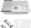 33 Granite Composite Kitchen Sink - Donsdey 33×19 Inch Undermount Kitchen Sink White Granite Quartz Composite Under Counter Single Bowl Sink Basin