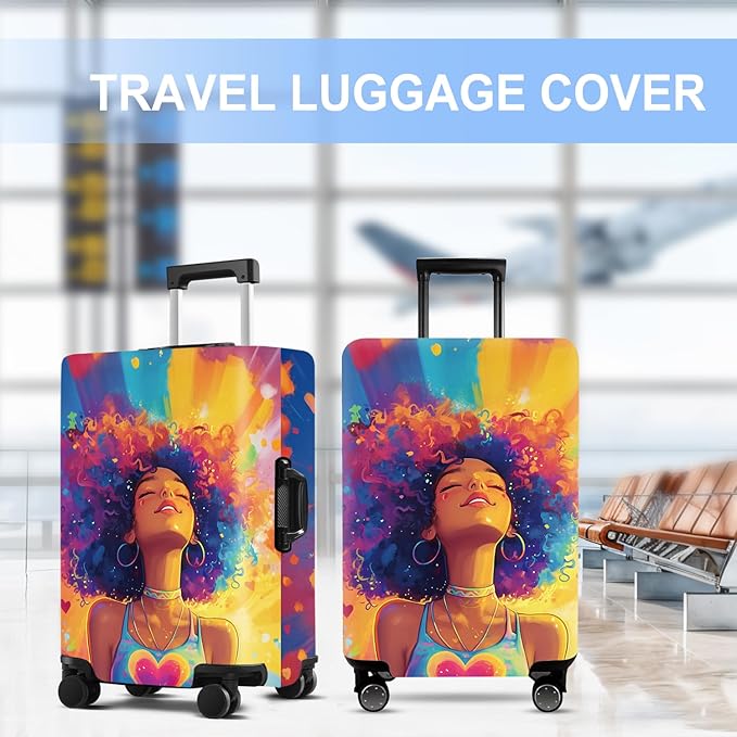 Luggage Cover Washable Suitcase Protector Anti-scratch Suitcase cover Fits 20-34 Inch Luggage (Girl-1, M(24-26inch suitcase))