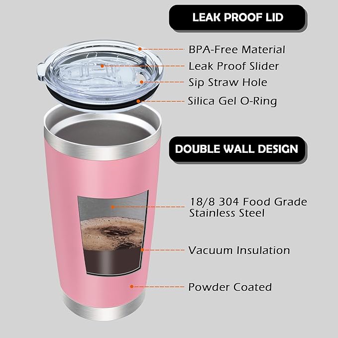 20oz Tumbler Bulk Stainless Steel Tumblers with Lid Vacuum Insulated Double Wall Travel Coffee Mug Powder Coated Tumbler Cup for Hot and Cold Drinks(Pink, 12 pack)